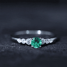 Rosec Jewels-Round Lab Grown Emerald Diamond Promise Ring with Certificate