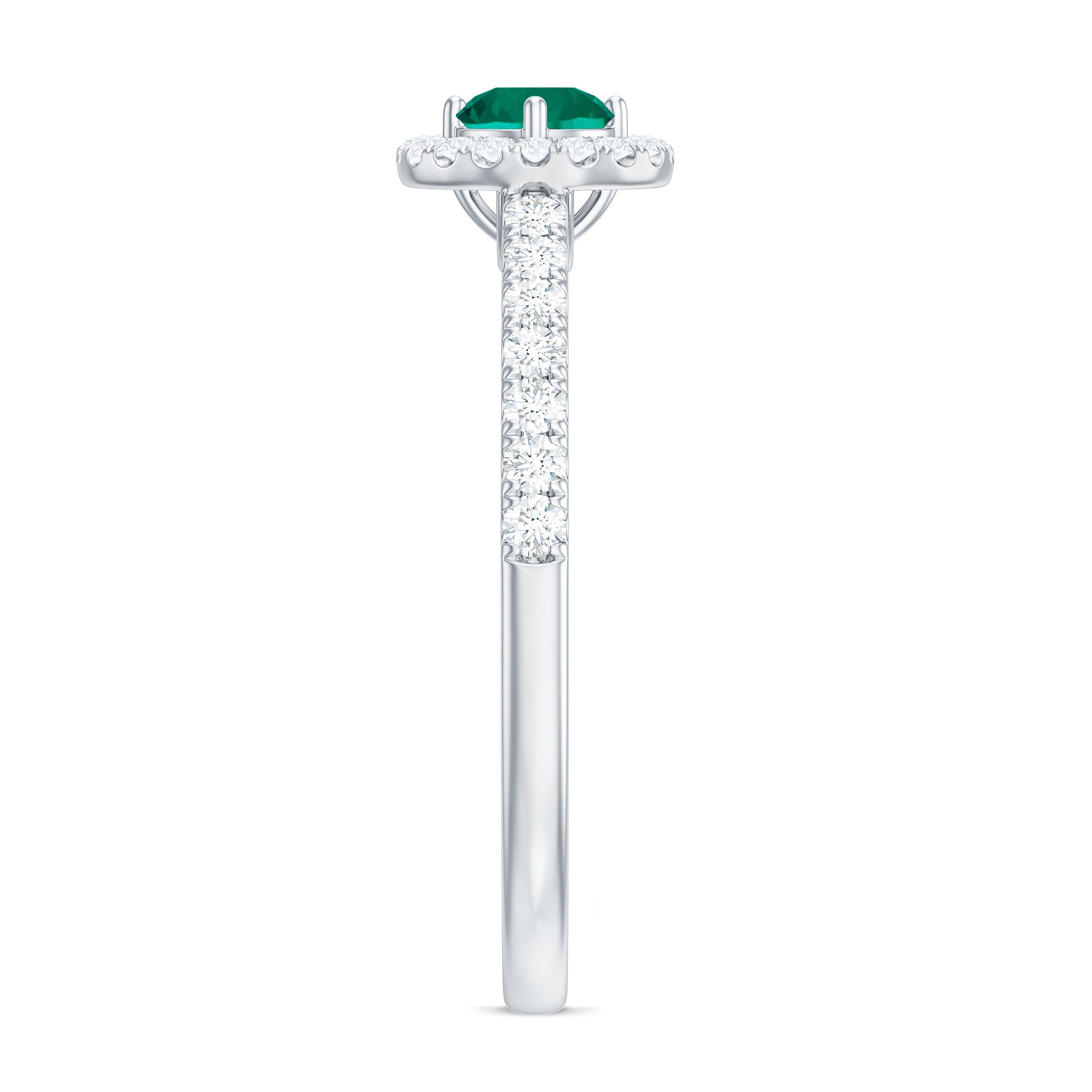 Certified Lab Grown Emerald Diamond Halo Engagement Ring AAAA - Rosec Jewels