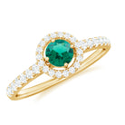 Certified Lab Grown Emerald Diamond Halo Engagement Ring AAAA - Rosec Jewels