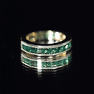 Princess Cut Lab Created Emerald Half Eternity Band AAAA - Rosec Jewels