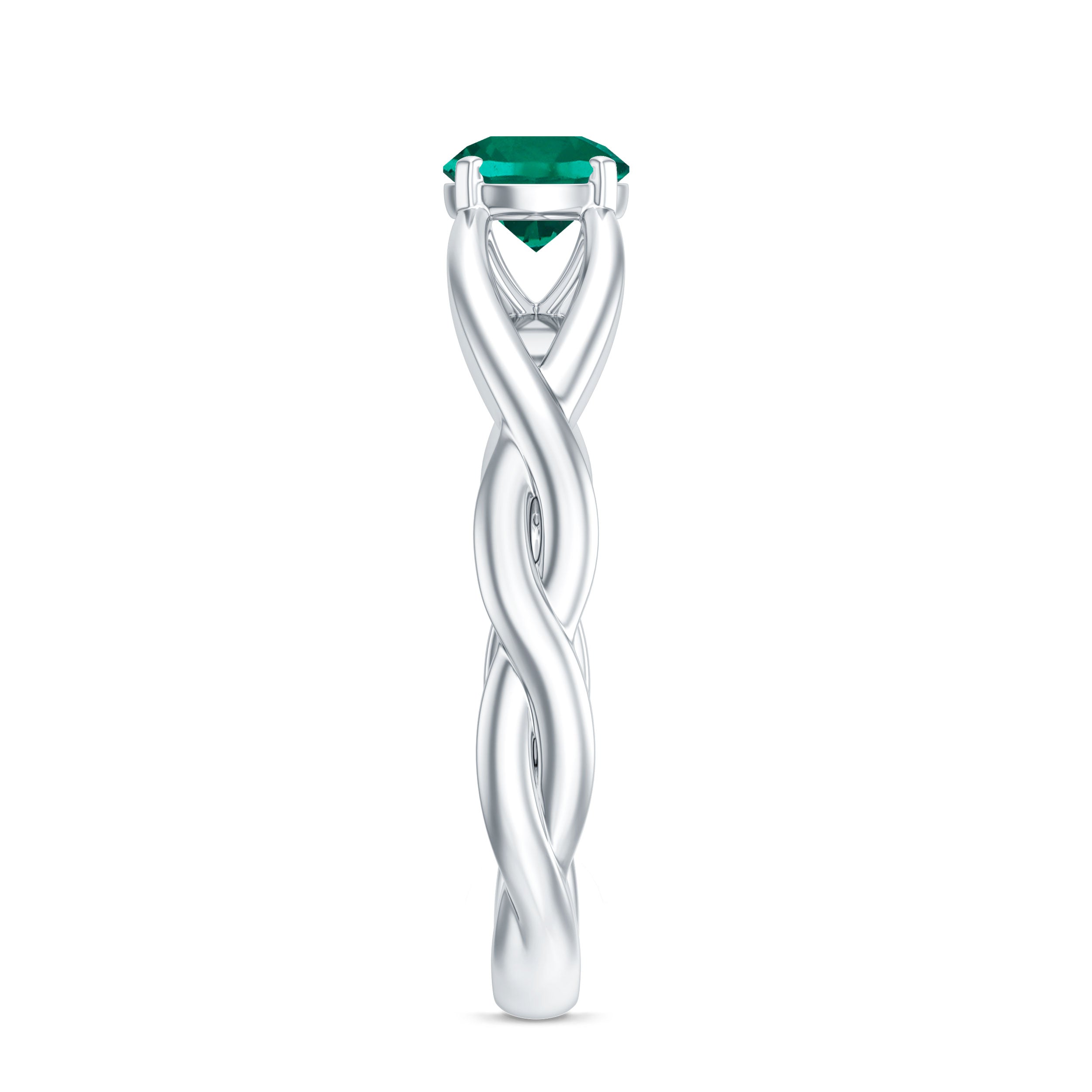 Rosec Jewels-Certified Lab Grown Emerald Crossover Ring with Diamond