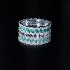 Certified Baguette Lab Grown Emerald Braided Wedding Band with Moissanite AAAA - Rosec Jewels