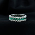 Certified Baguette Lab Grown Emerald Braided Wedding Band with Moissanite AAAA - Rosec Jewels