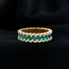 Certified Baguette Lab Grown Emerald Braided Wedding Band with Moissanite AAAA - Rosec Jewels