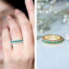 Certified Baguette Lab Grown Emerald Braided Wedding Band with Moissanite AAAA - Rosec Jewels