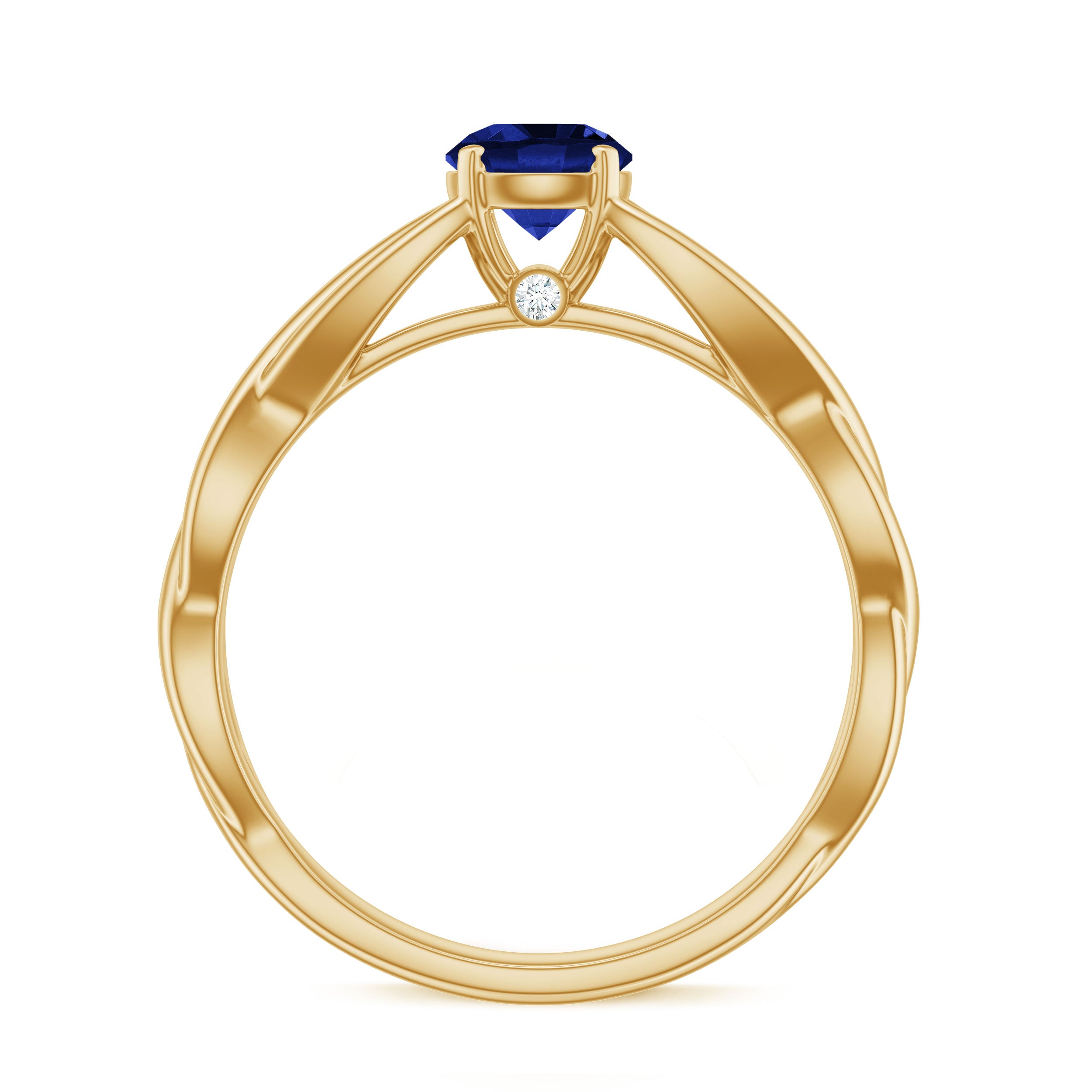 Certified 0.6 Carat Lab Grown Blue Sapphire Promise Ring with Surprise Diamond AAAA - Rosec Jewels