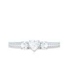 Natural Diamond Three Stone Ring with Beaded Details Natural - ( HI-SI ) - Rosec Jewels