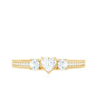 Natural Diamond Three Stone Ring with Beaded Details Natural - ( HI-SI ) - Rosec Jewels