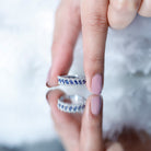 Certified Baguette Lab Grown Blue Sapphire Half Eternity Band with Diamond AAAA - Rosec Jewels