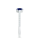 5mm Lab Created Blue Sapphire Promise Ring with Diamond Side Stones AAAA - Rosec Jewels