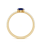 5mm Lab Created Blue Sapphire Promise Ring with Diamond Side Stones AAAA - Rosec Jewels