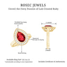 2 CT Pear Cut Created Ruby Solitaire Engagement Ring with Diamond Halo Lab Created Ruby - ( AAAA ) - Quality - Rosec Jewels