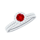 Certified Lab Grown Ruby Minimal Engagement Ring with Enhancer AAAA - Rosec Jewels