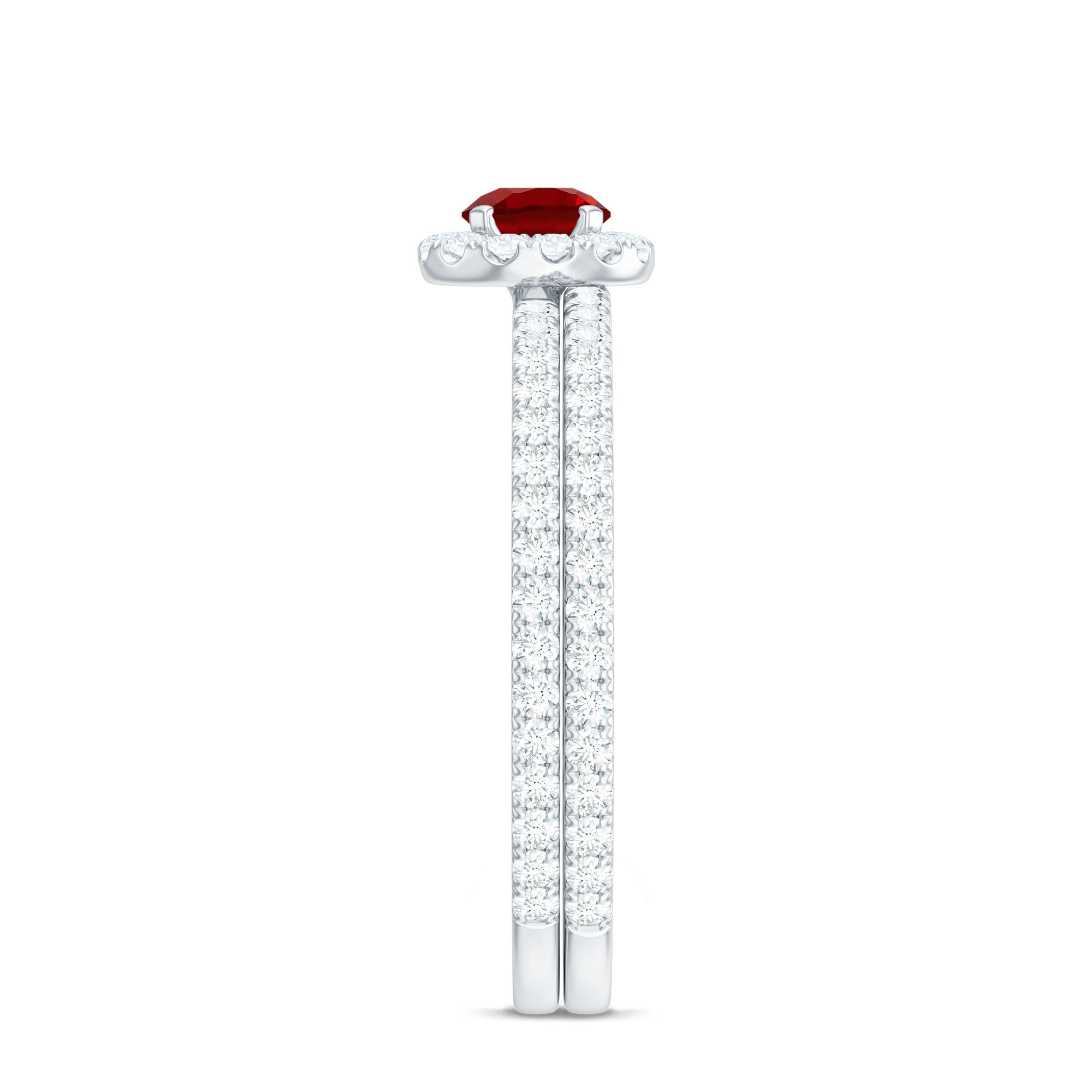 Certified Lab Grown Ruby Minimal Engagement Ring with Enhancer AAAA - Rosec Jewels