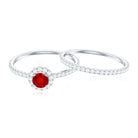 Certified Lab Grown Ruby Minimal Engagement Ring with Enhancer AAAA - Rosec Jewels