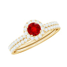 Certified Lab Grown Ruby Minimal Engagement Ring with Enhancer AAAA - Rosec Jewels
