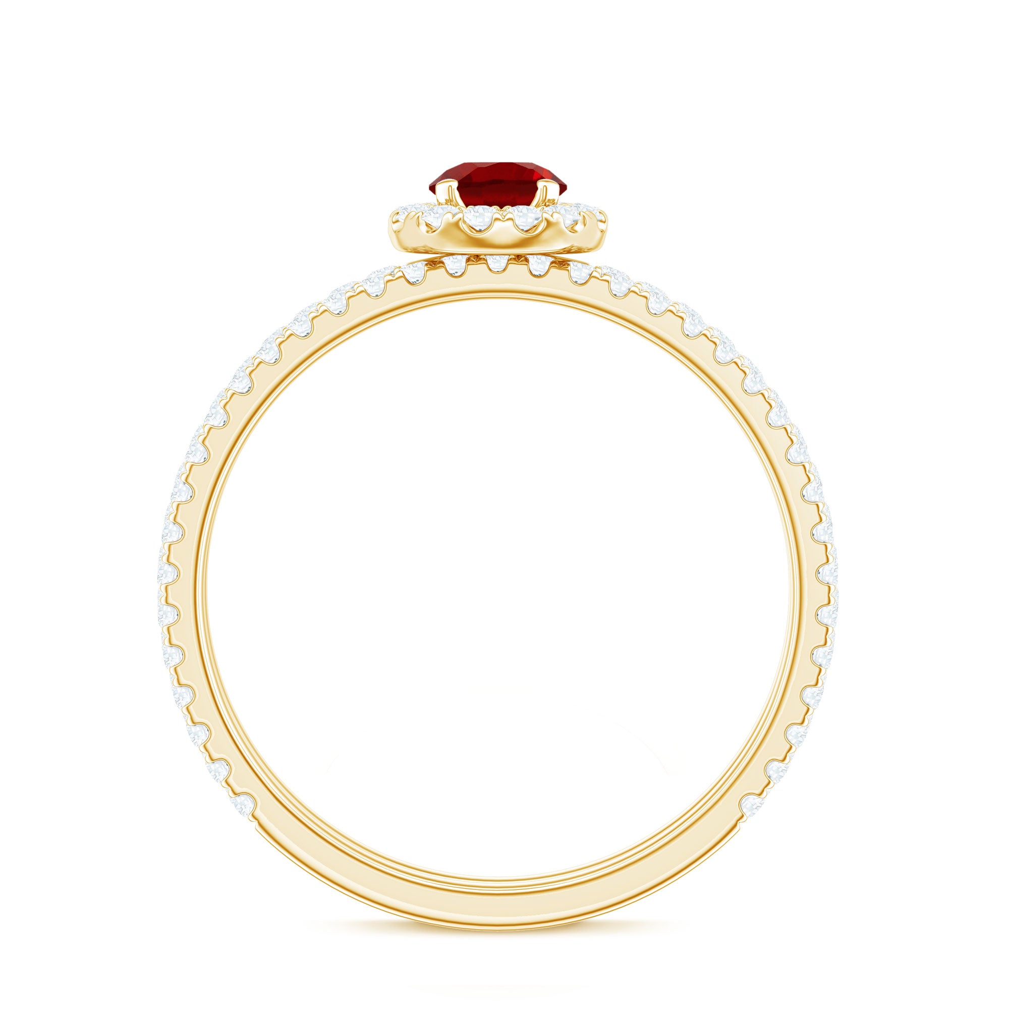Certified Lab Grown Ruby Minimal Engagement Ring with Enhancer AAAA - Rosec Jewels