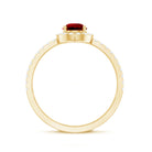 Created Ruby Halo Engagement Ring With Diamond Accent AAAA - Rosec Jewels