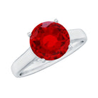 Rosec Jewels-Solitaire 8 MM Lab Created Ruby Engagement Ring with Surprise Diamonds