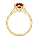 Rosec Jewels-Solitaire 8 MM Lab Created Ruby Engagement Ring with Surprise Diamonds