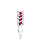 Baguette Created Ruby Braided Eternity Band Ring with Diamond AAAA - Rosec Jewels