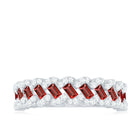 Baguette Created Ruby Braided Eternity Band Ring with Diamond Lab Created Ruby - ( AAAA ) - Quality - Rosec Jewels