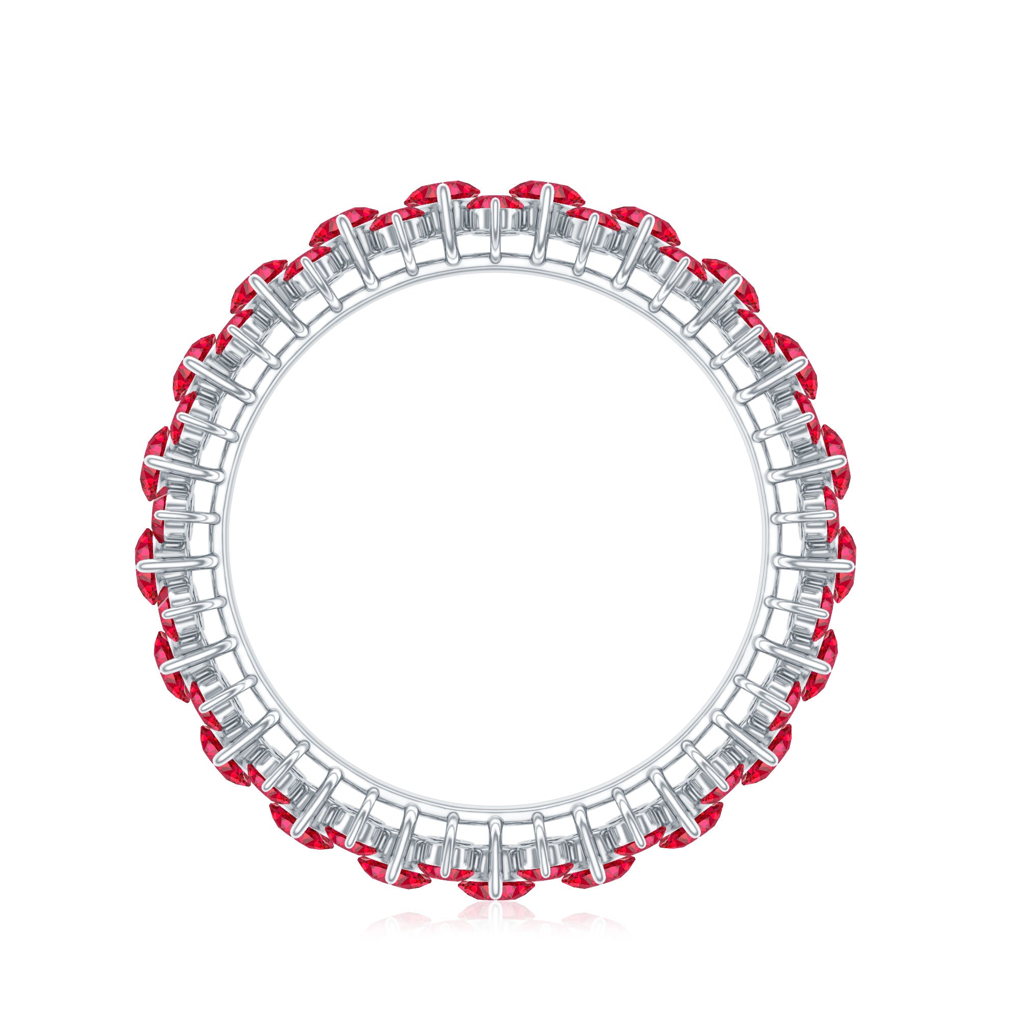 Lab Created Ruby Cluster Wedding Band for Women AAAA - Rosec Jewels