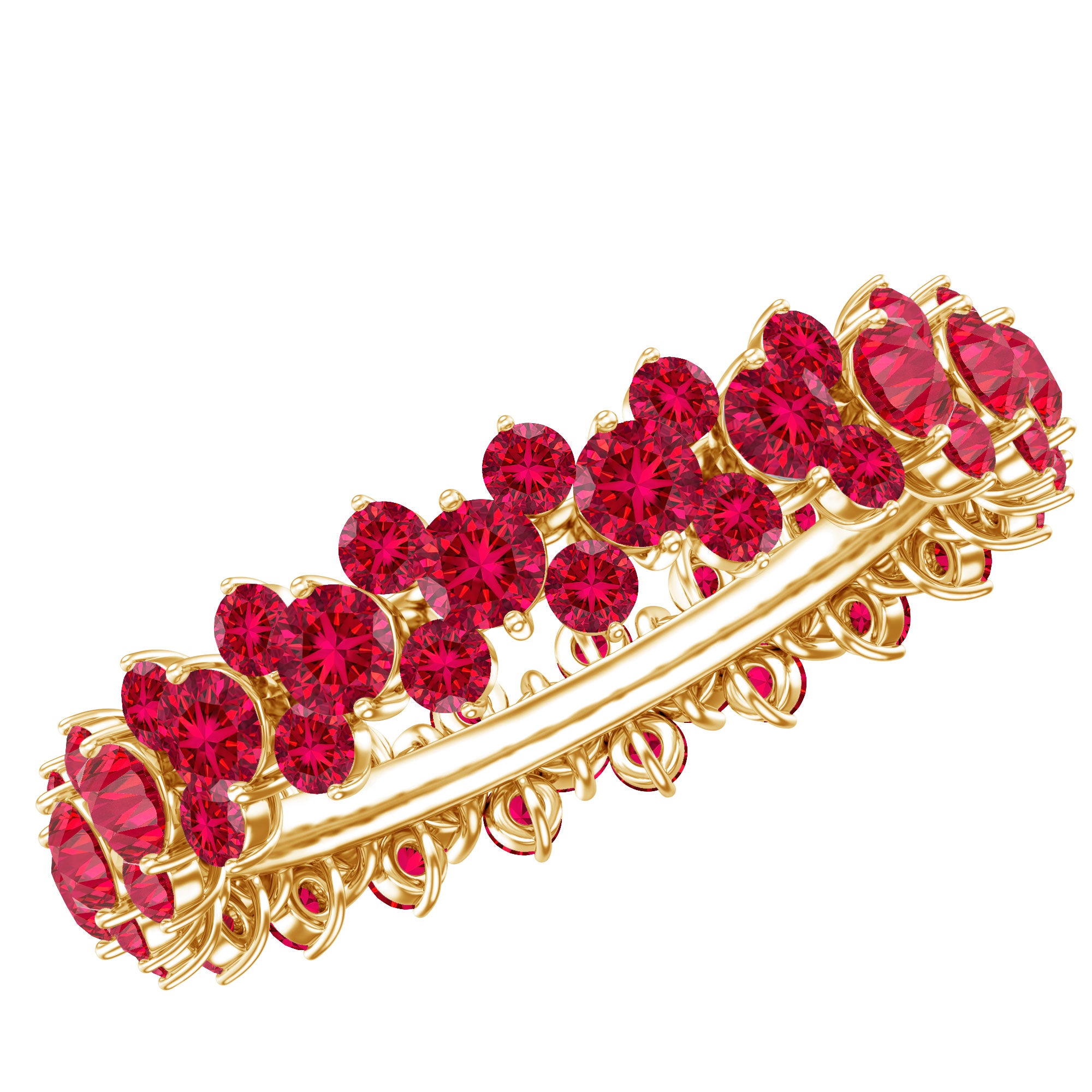 Lab Created Ruby Cluster Wedding Band for Women AAAA - Rosec Jewels