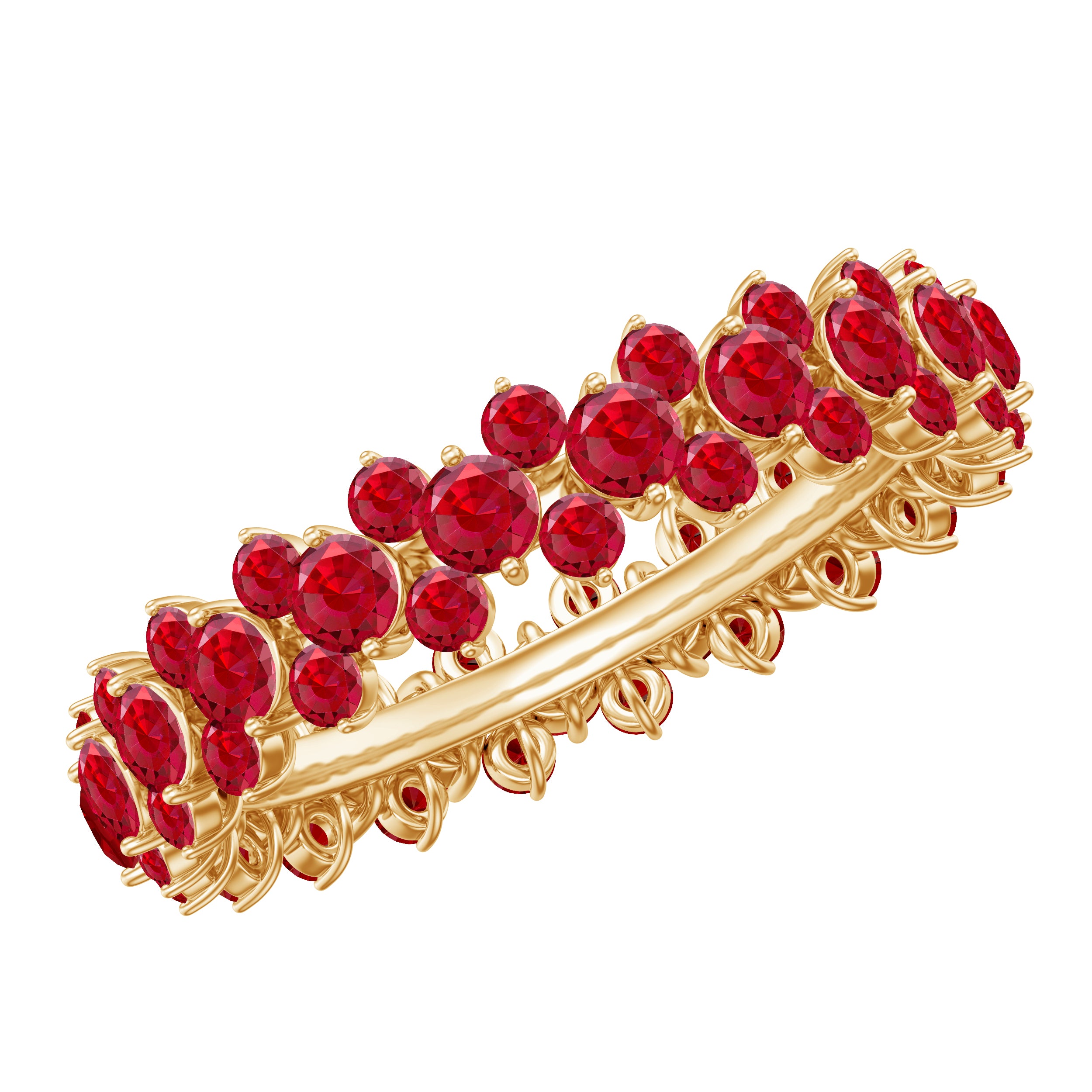 Lab Created Ruby Cluster Wedding Band for Women AAAA - Rosec Jewels