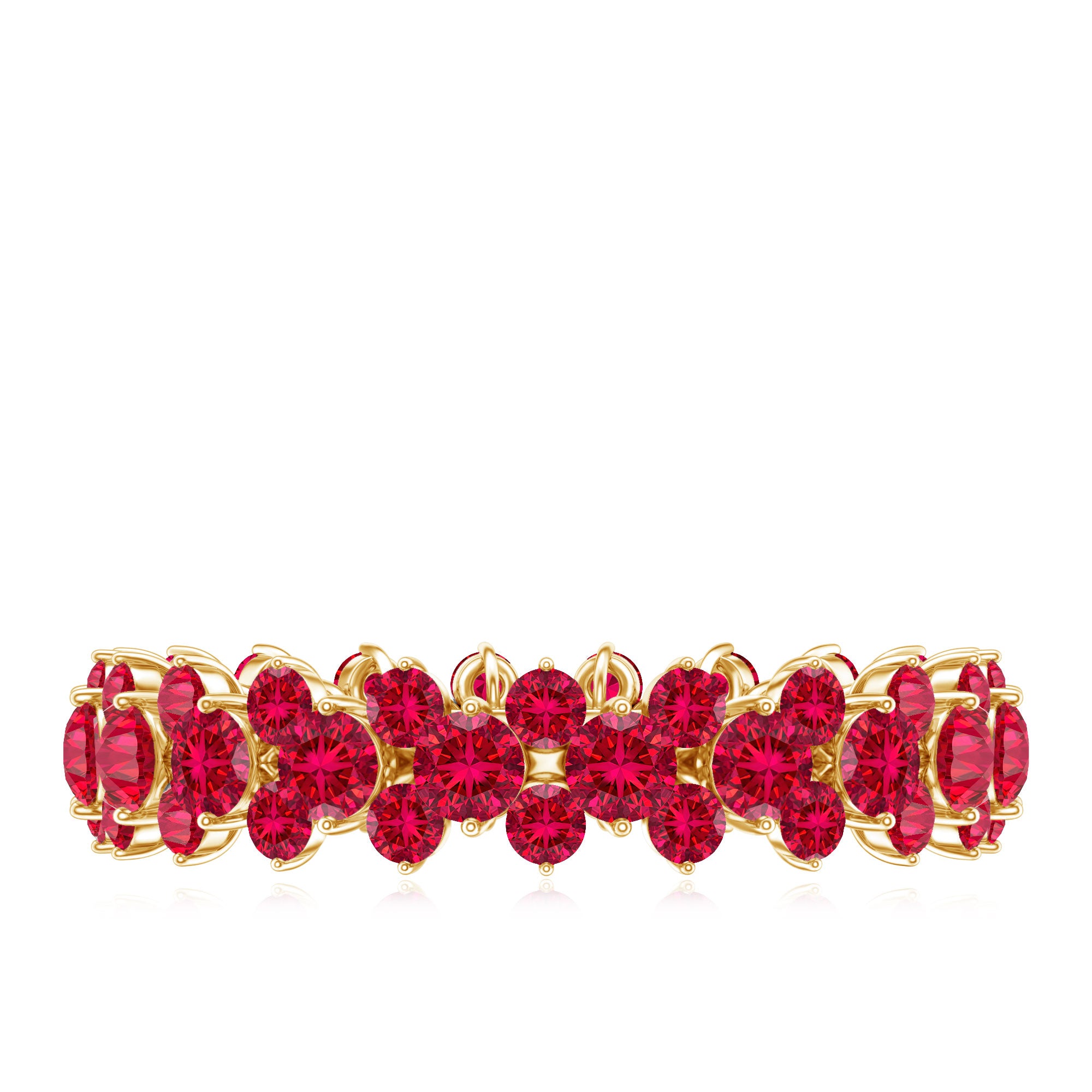Lab Created Ruby Cluster Wedding Band for Women AAAA - Rosec Jewels