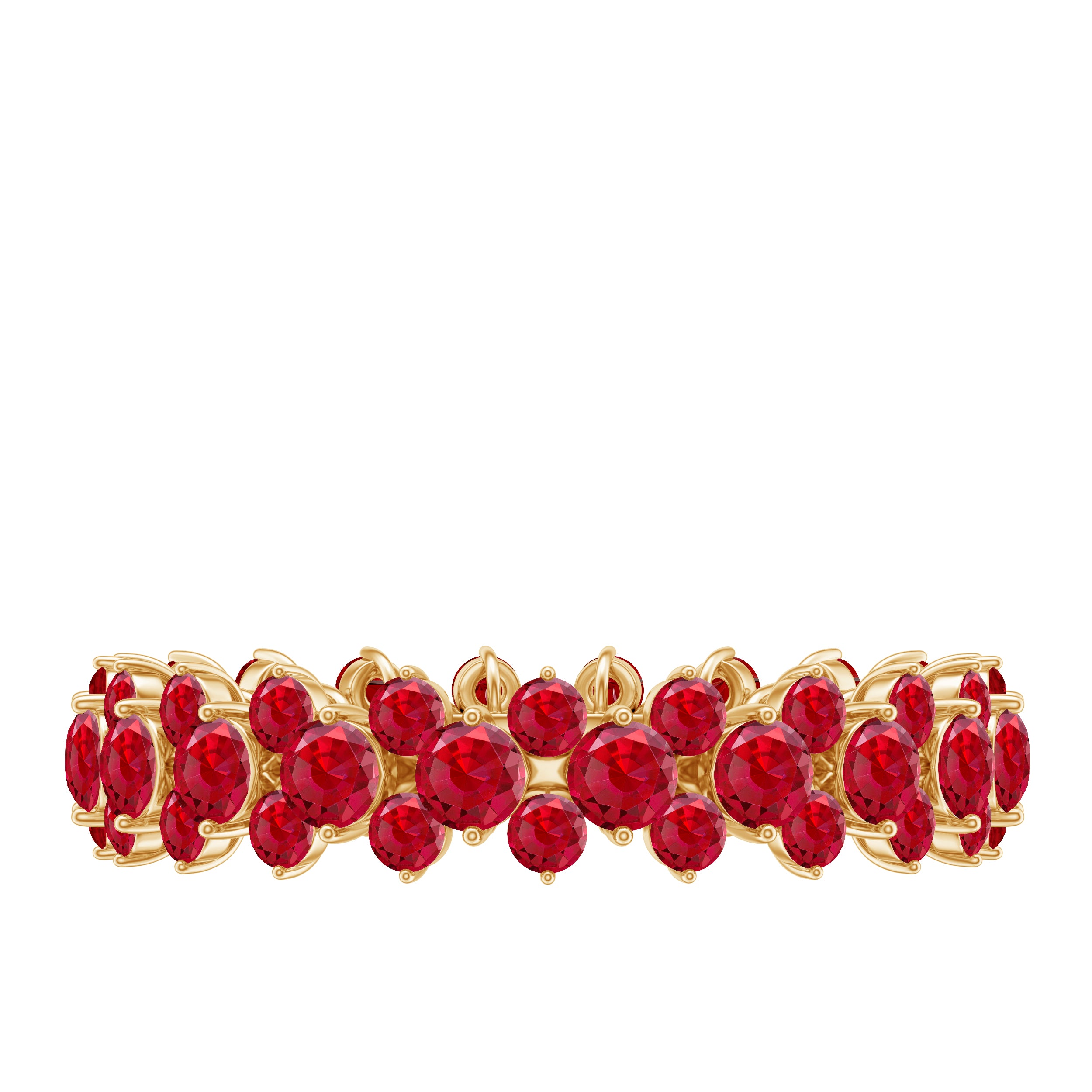 Lab Created Ruby Cluster Wedding Band for Women AAAA - Rosec Jewels