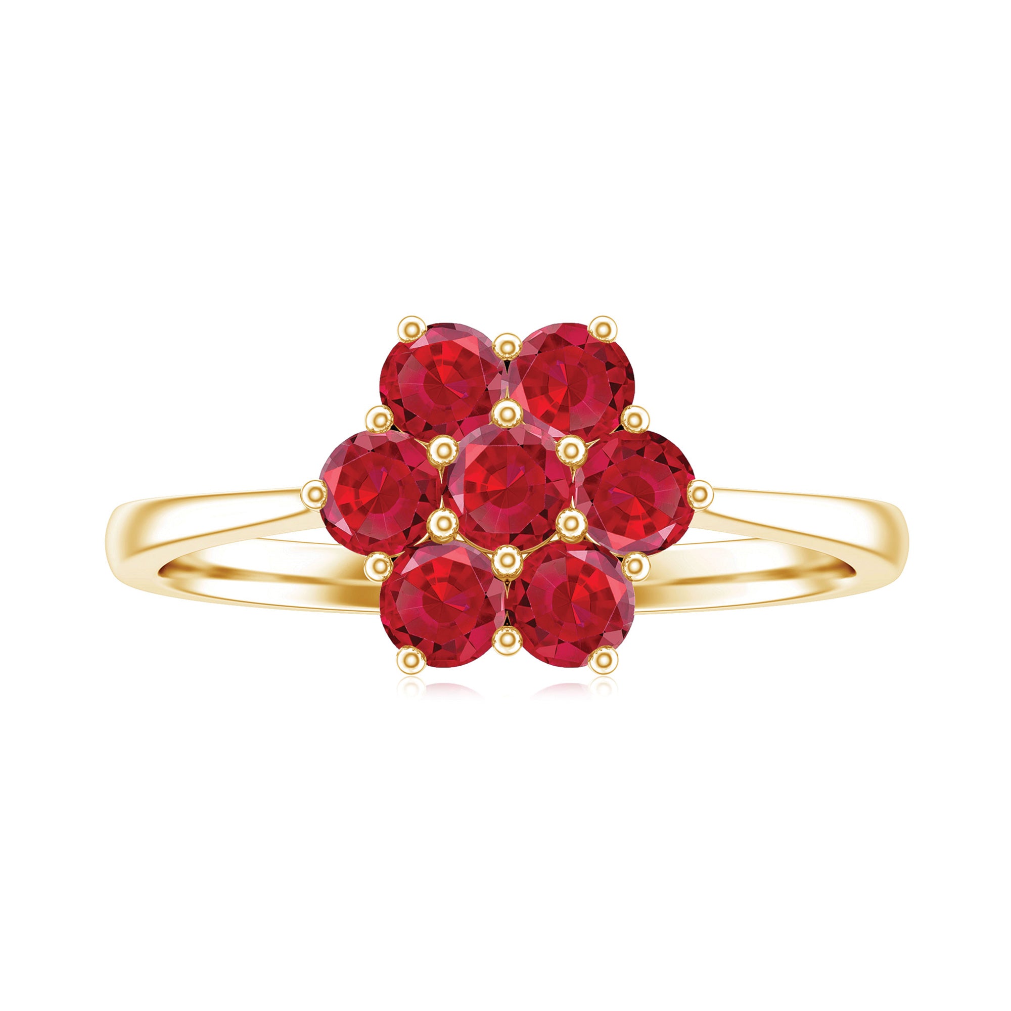 Rosec Jewels-1 CT Round Cut Lab Created Ruby Cluster Ring