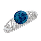 Rosec Jewels-London Blue Topaz and Diamond Vintage Inspired Engagement Ring