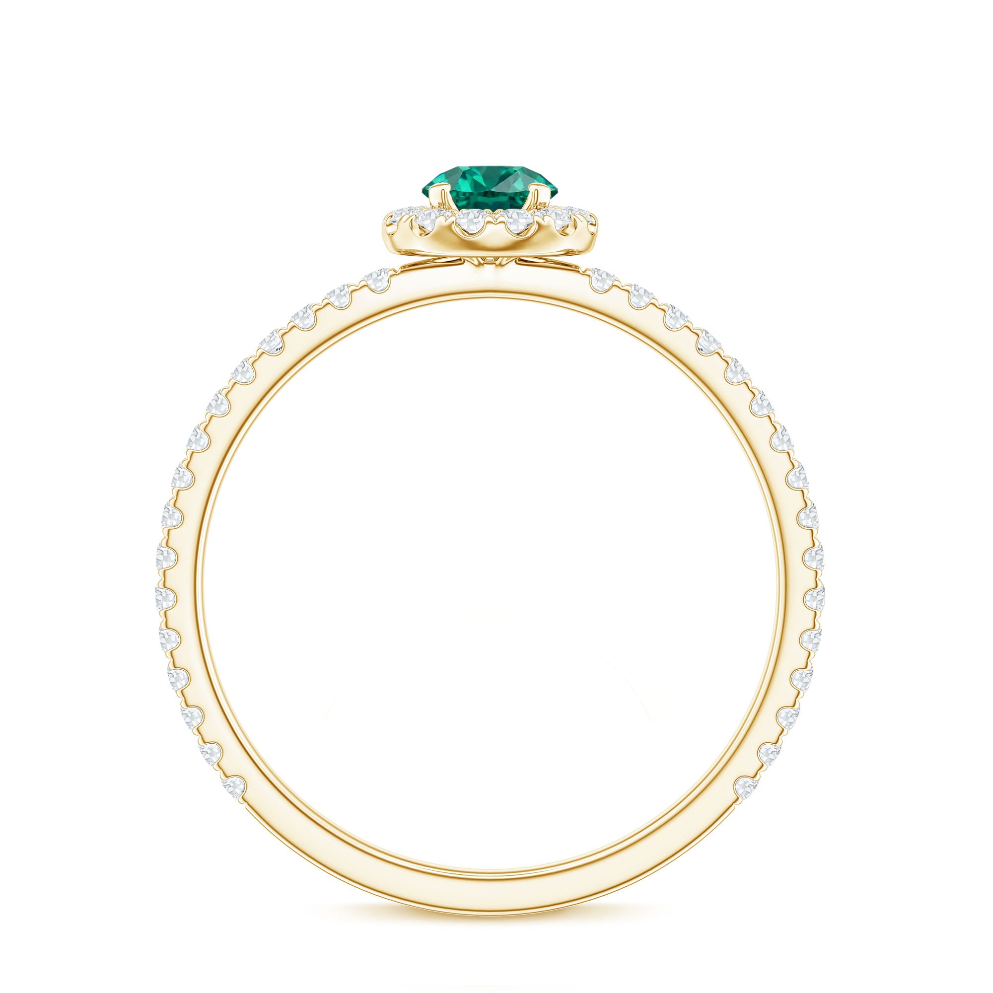 Certified Lab Grown Emerald Engagement Ring with Diamond Halo AAAA - Rosec Jewels