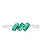 Certified Baguette Lab Grown Emerald 3 Stone Promise Ring AAAA - Rosec Jewels