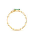 Oval Cut Created Emerald Minimal East West Ring with Diamond Trio Lab Created Emerald - ( AAAA ) - Quality - Rosec Jewels