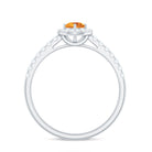 Minimalist Citrine Diamond Engagement Ring with Halo AAA - Rosec Jewels
