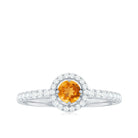 Minimalist Citrine Diamond Engagement Ring with Halo AAA - Rosec Jewels