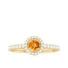 Minimalist Citrine Diamond Engagement Ring with Halo AAA - Rosec Jewels