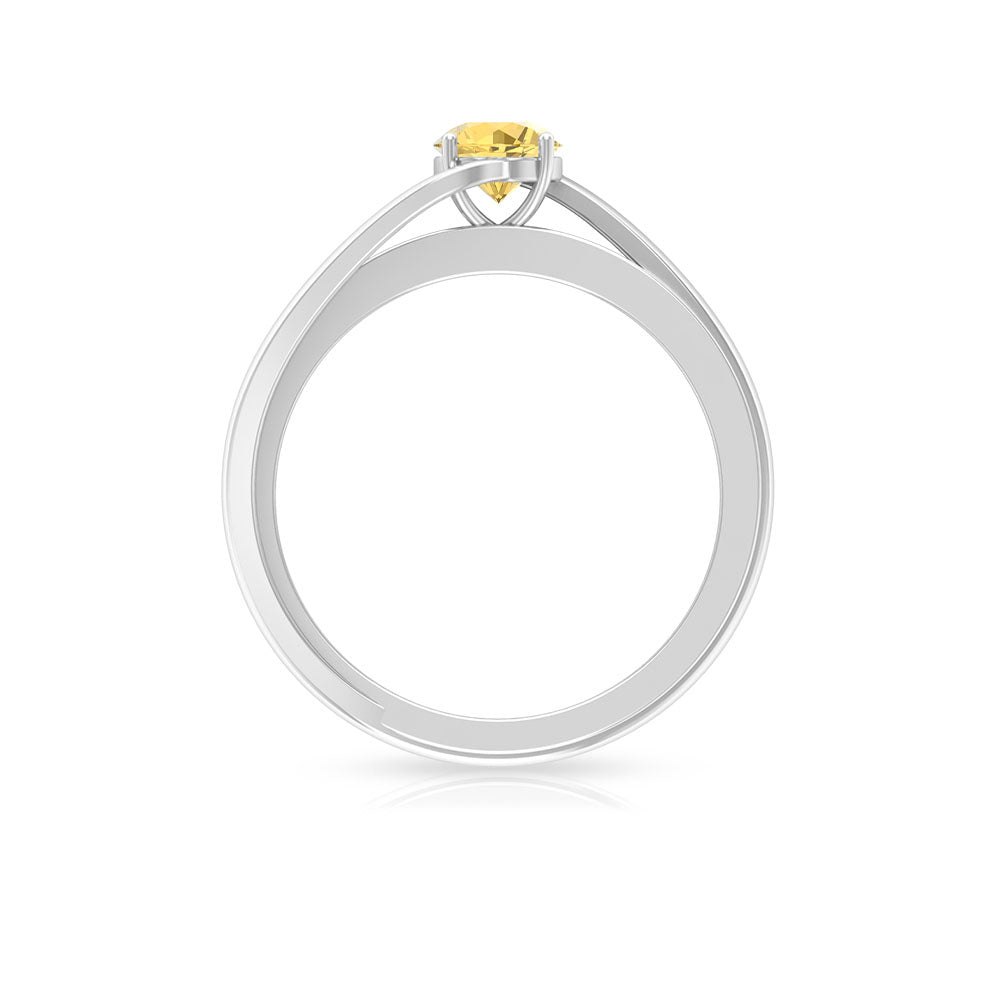 Natural Citrine Engagement Ring with Diamond Bypass Shank AAA - Rosec Jewels