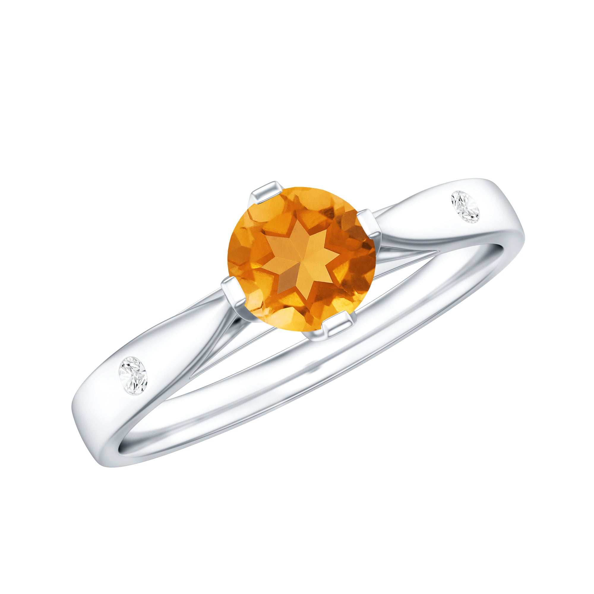 Certified Real Citrine Promise Ring with Diamond AAA - Rosec Jewels