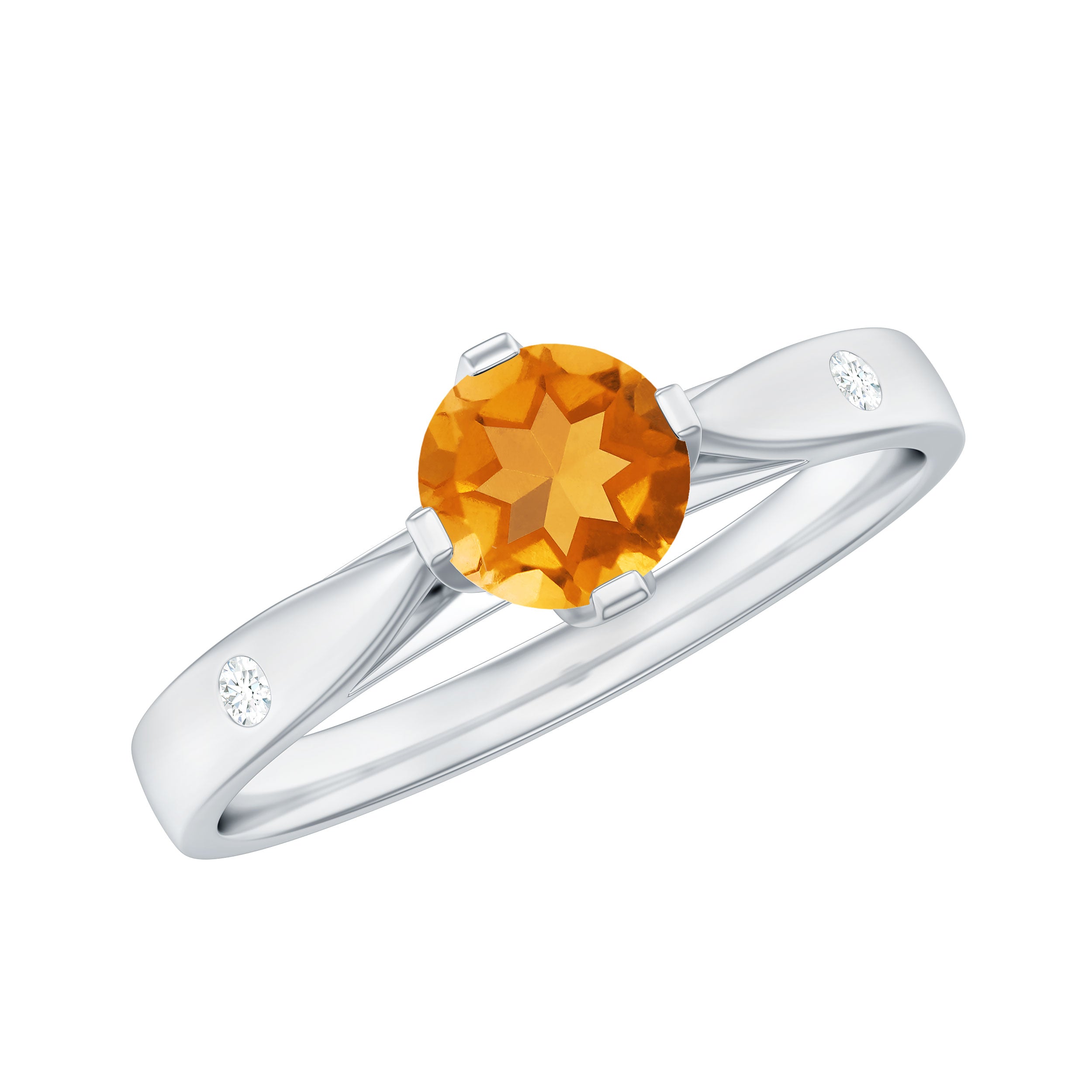 Certified Real Citrine Promise Ring with Diamond AAA - Rosec Jewels