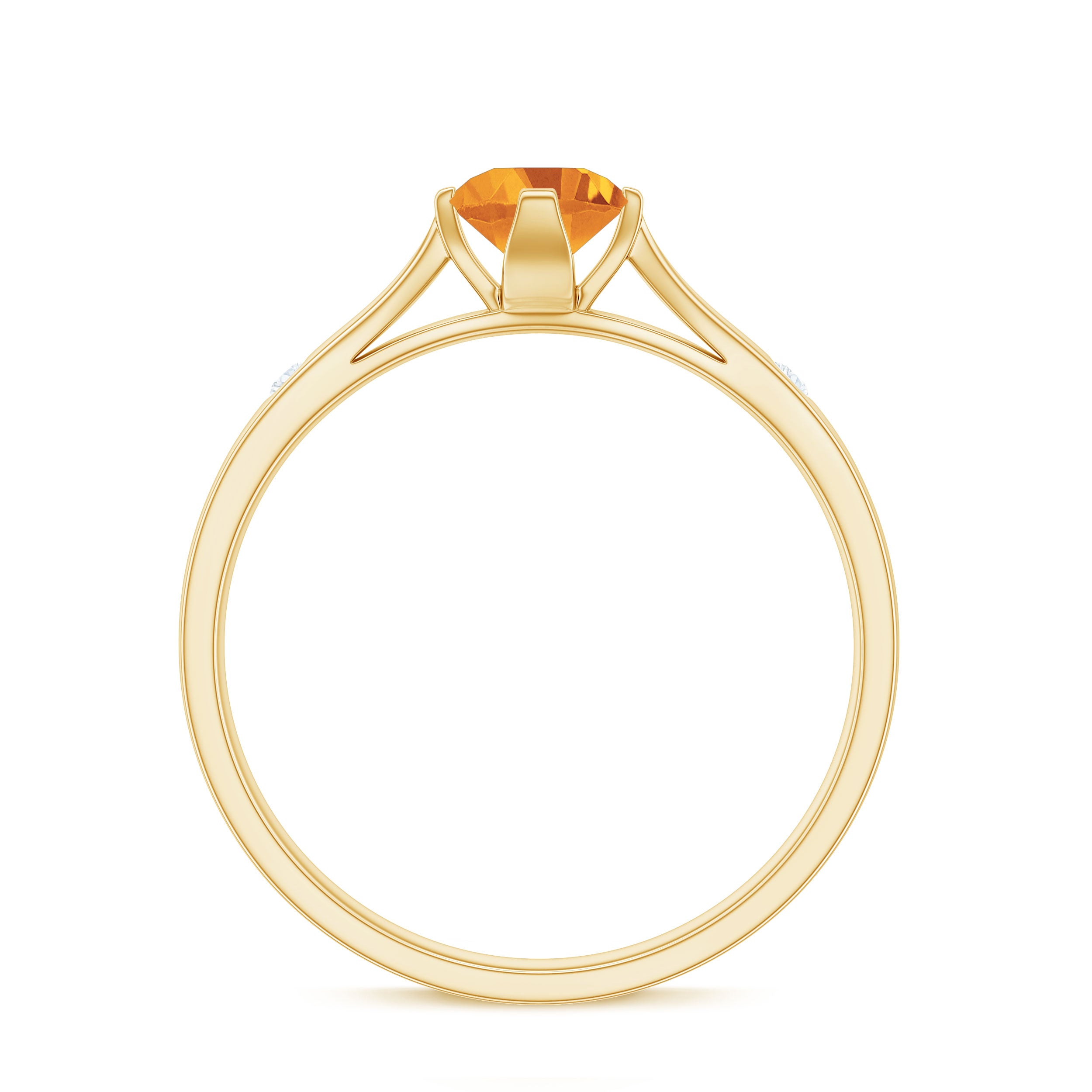 Certified Real Citrine Promise Ring with Diamond AAA - Rosec Jewels
