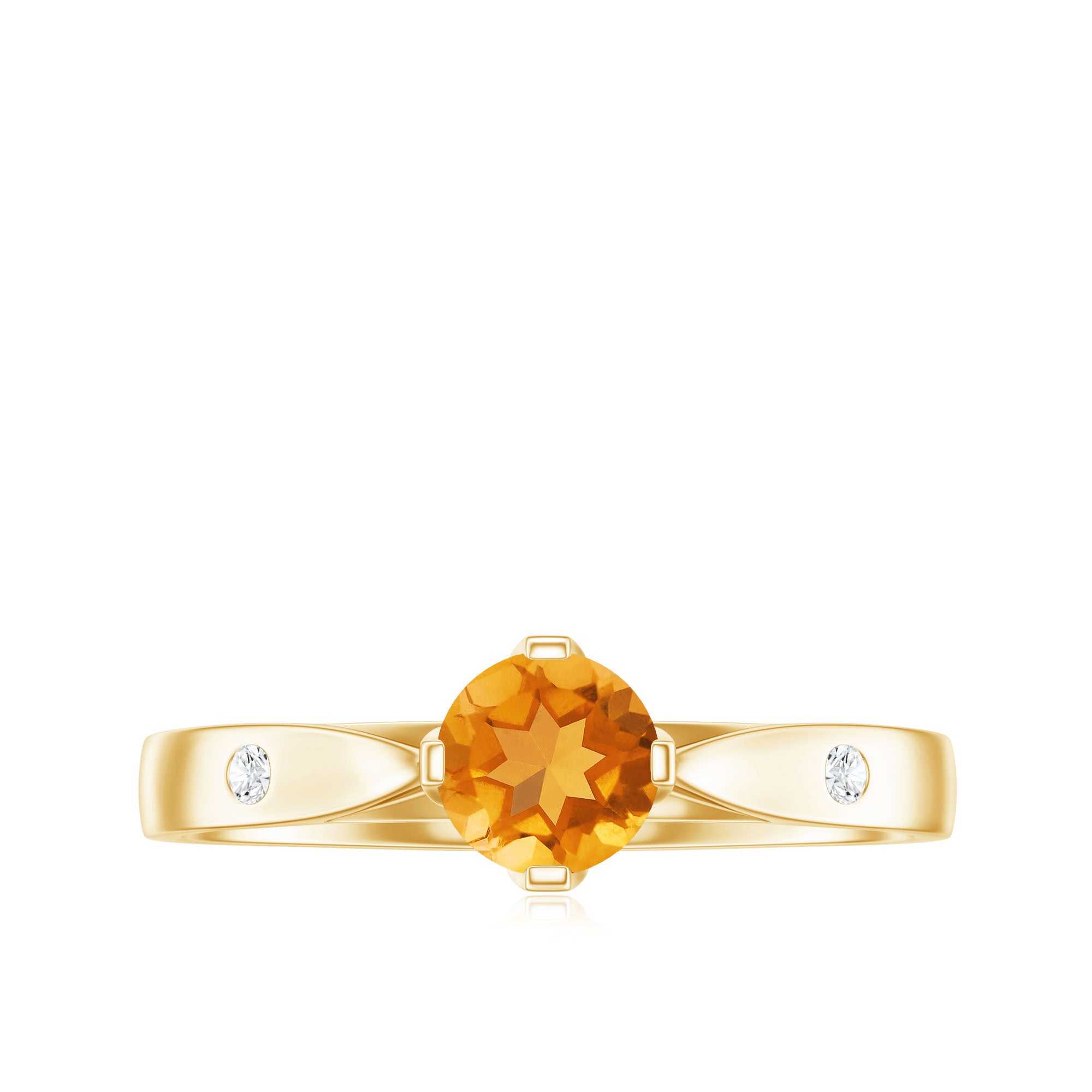 Certified Real Citrine Promise Ring with Diamond AAA - Rosec Jewels