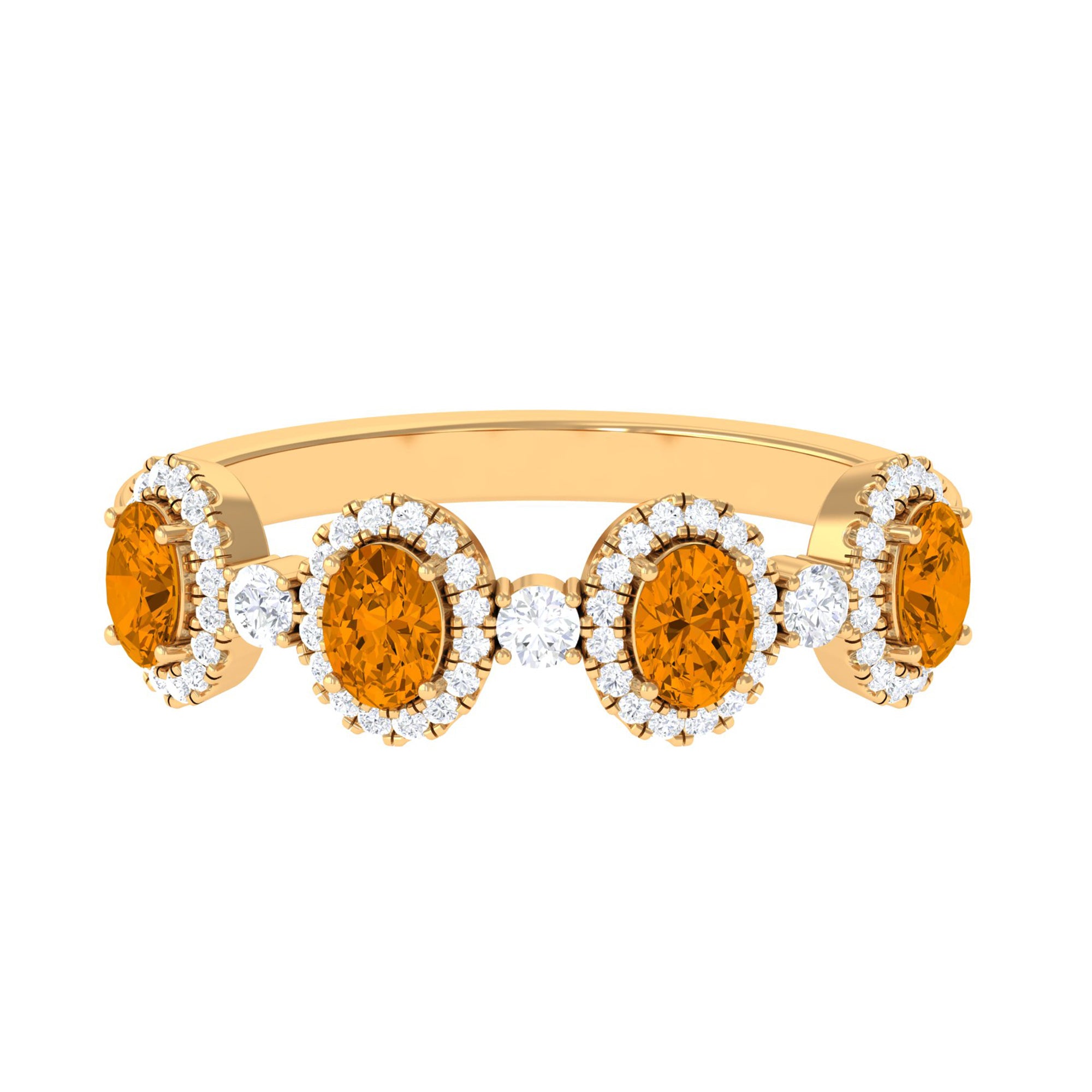 Oval Cut Citrine Anniversary Ring with Diamond Halo Citrine - ( AAA ) - Quality - Rosec Jewels