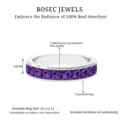Natural Princess Cut Amethyst Half Eternity Ring for Women AAA - Rosec Jewels