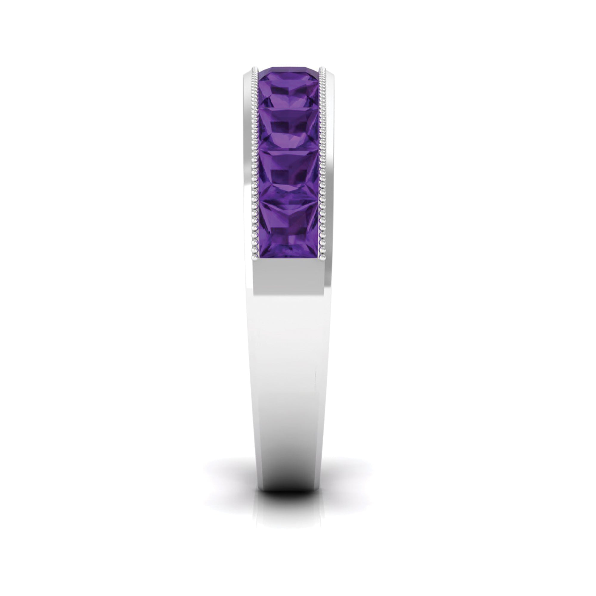 Natural Princess Cut Amethyst Half Eternity Ring for Women AAA - Rosec Jewels