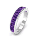 Natural Princess Cut Amethyst Half Eternity Ring for Women AAA - Rosec Jewels