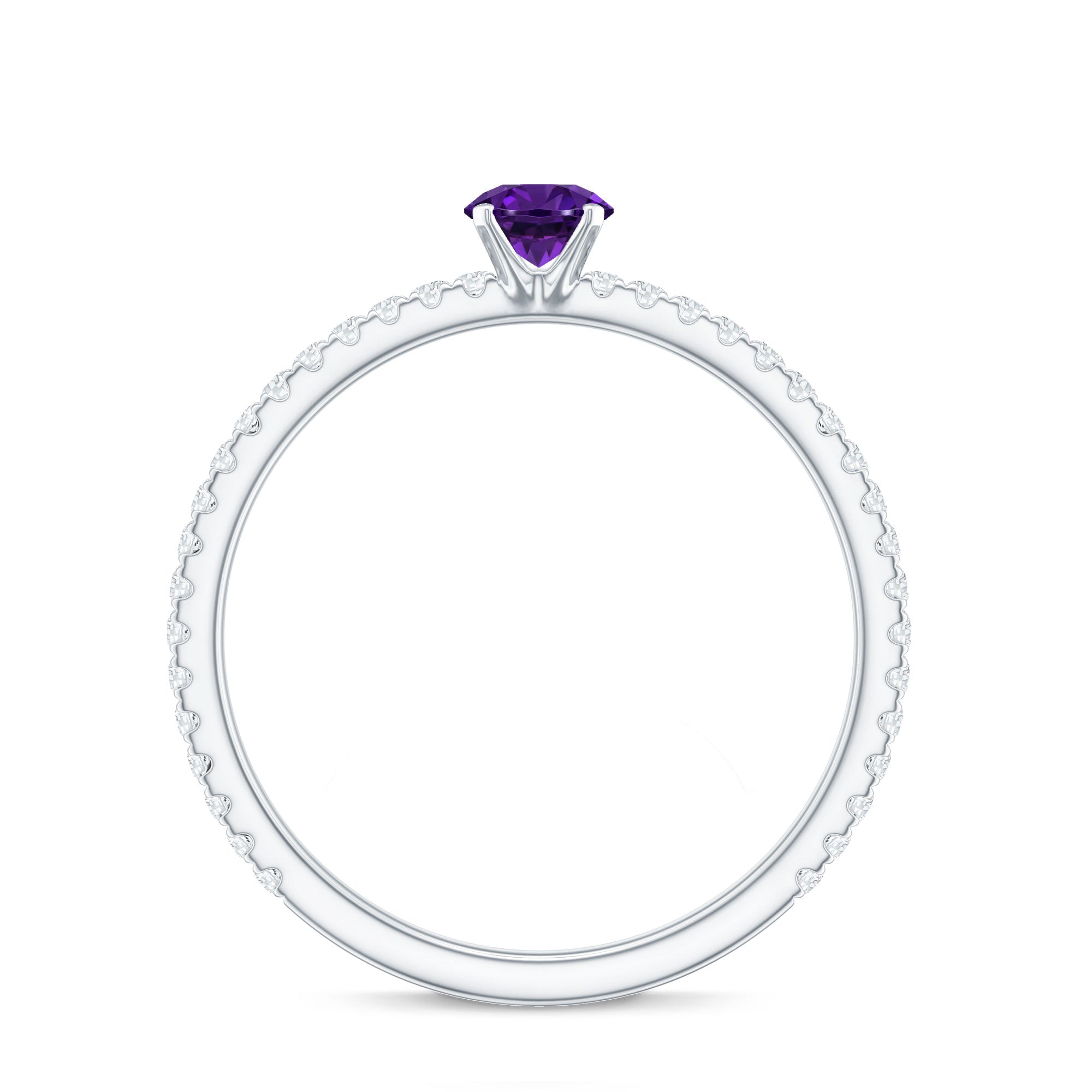Real Amethyst Diamond Promise Ring for Women AAA - Rosec Jewels