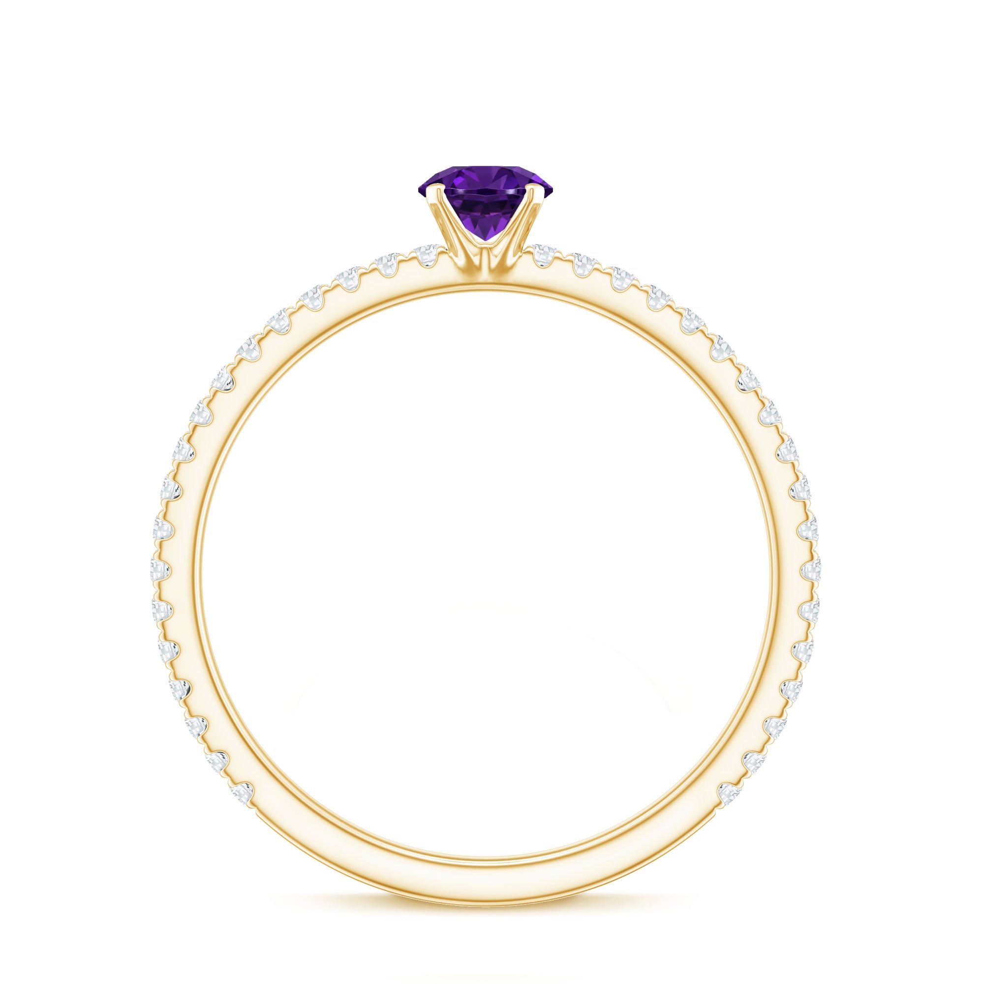 Real Amethyst Diamond Promise Ring for Women AAA - Rosec Jewels